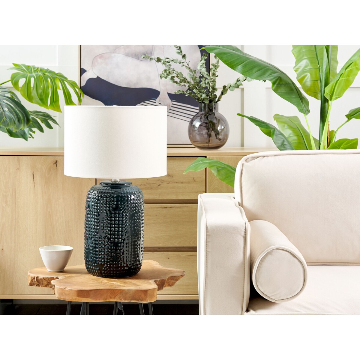 Lampa stołowa ceramiczna ciemnoniebieska MUSSEL