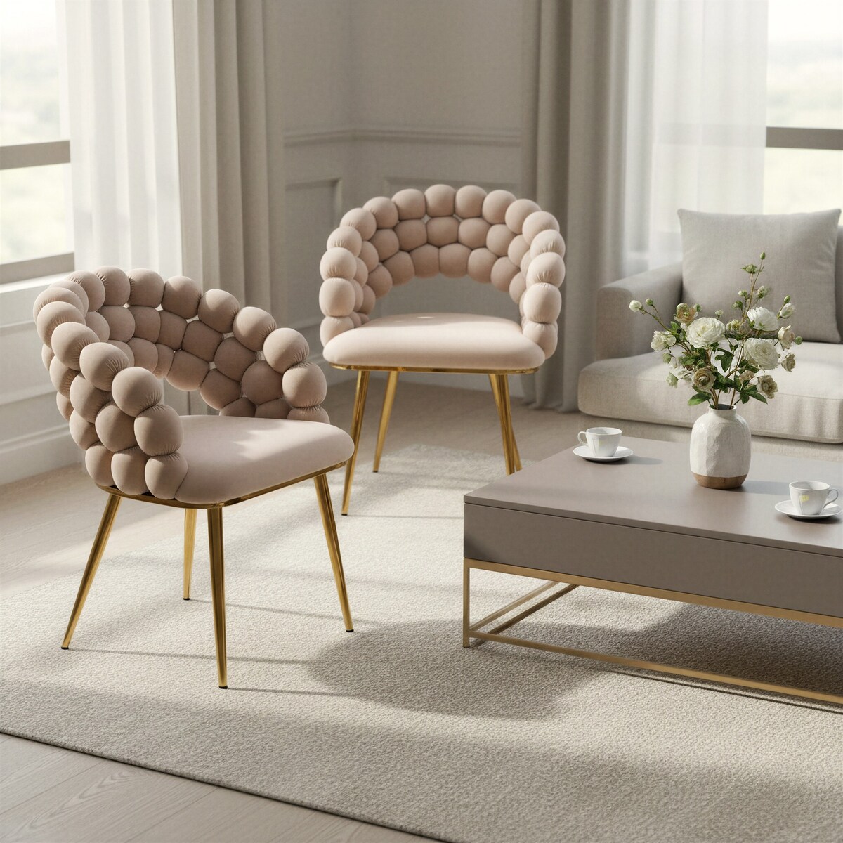 Krzesło welur tapicerowane BELLA nowoczesne beżowe