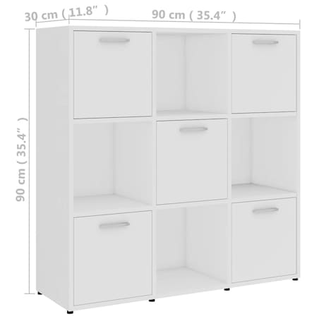 vidaXL Regał na książki, biały, 90x30x90 cm, materiał drewnopochodny