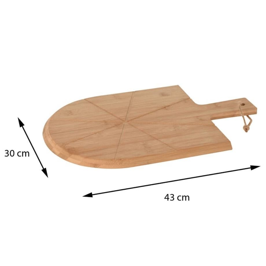 Deska do pizzy drewniana z łopatką i nożem MAMMA MIA, Ø 43 cm