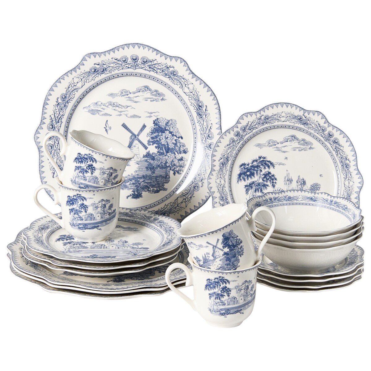 Zastawa stołowa 20-częściowa BAY LEAF Porcelana Biały/niebieski