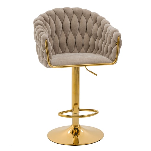 Hoker tapicerowany obrotowy regulowany ROSA PREMIUM beżowy