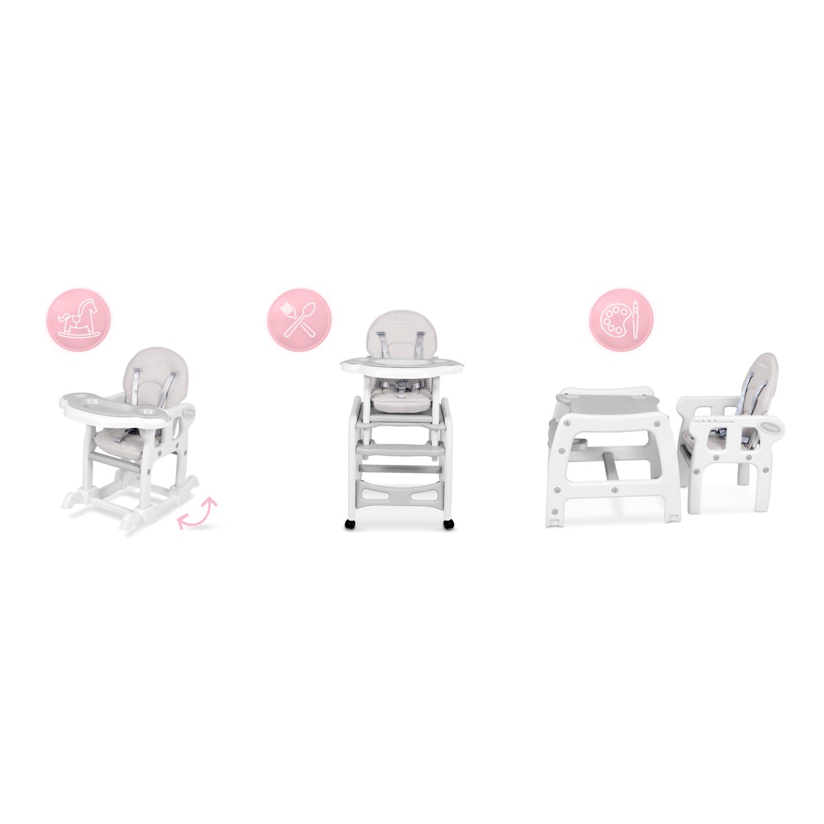 Krzesełko do karmienia sinco dla dzieci składane taca Ricokids + śliniak