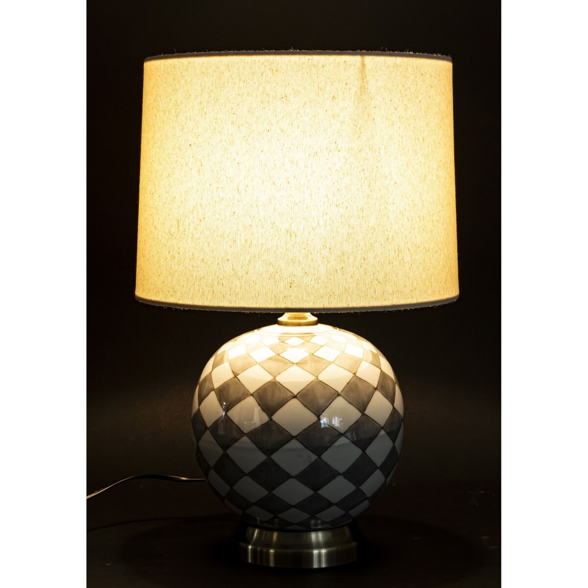 Lampa ceramiczna stołowa 46x28x28 cm LAVIA w kratkę