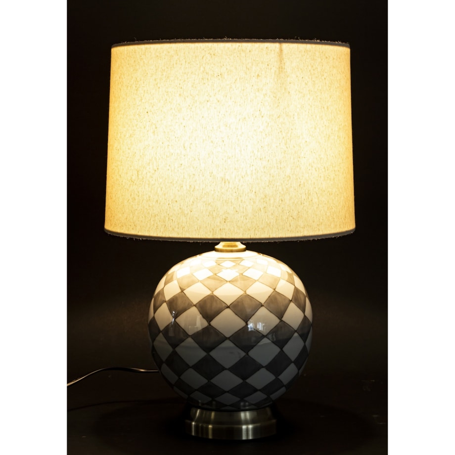 Lampa ceramiczna stołowa 46x28x28 cm LAVIA w kratkę