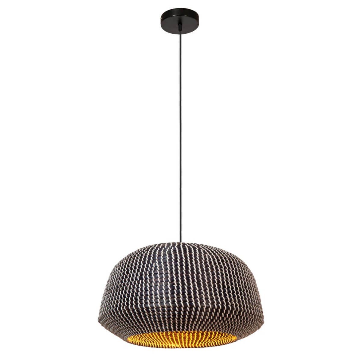 Pleciona lampa wisząca Maduka 10450/47/30 Lucide trawa morska biała czarna