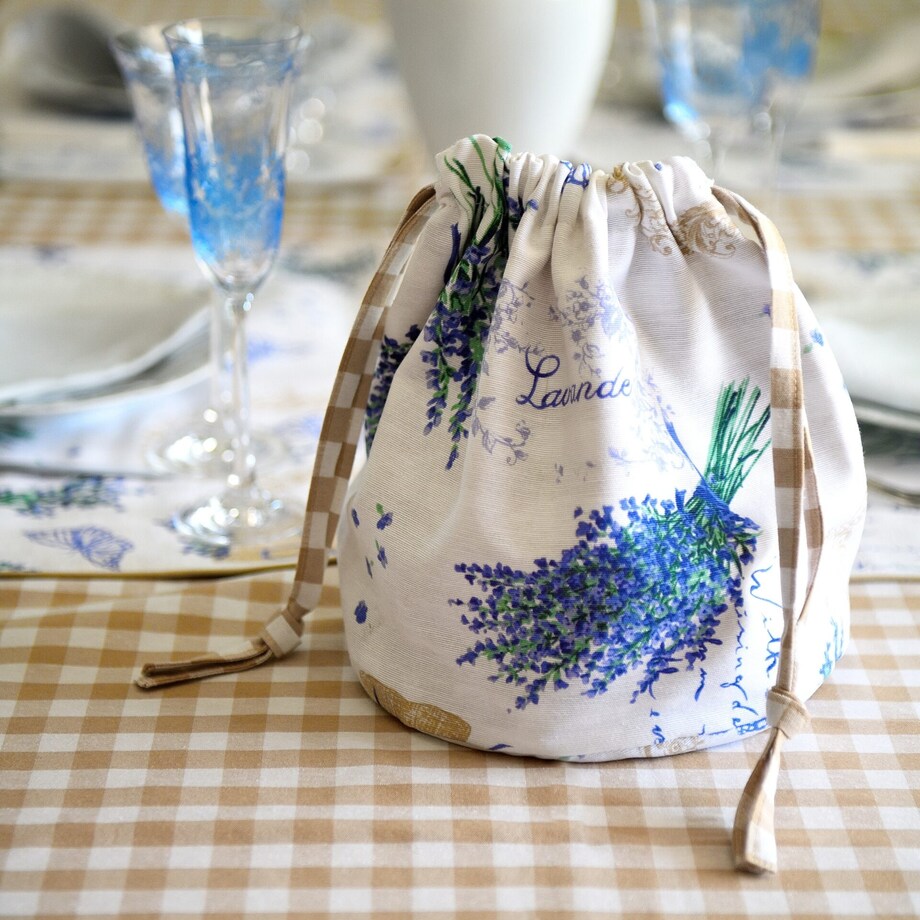 Chlebaczek z motywem lawendy Lavender & Beige Gingham