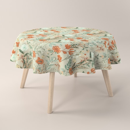 Obrus okrągły 160 x 160 cm kolorowe kwiaty na szarym tle