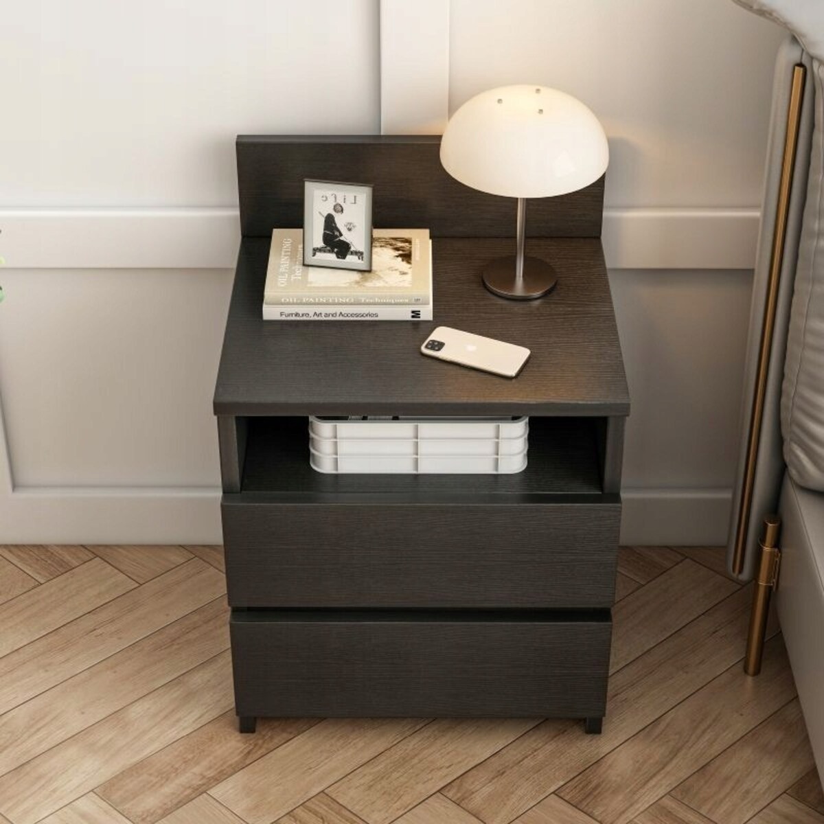 Szafka nocna stolik sypialnia komoda 2 szuflady loft nowoczesna 40cm