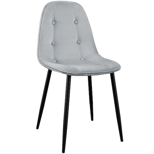 Krzesło tapicerowane welurowe pikowane do salonu jadalni szare z guzikami