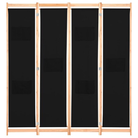vidaXL Parawan 4-panelowy, czarny, 160x170x4 cm, tkanina