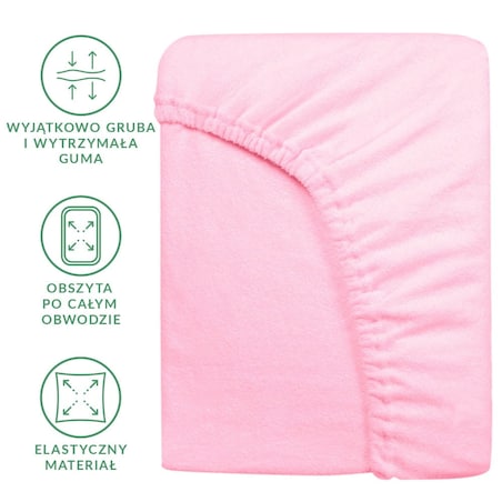 Prześcieradło frotte z gumką 160x200 kolor jasny róż
