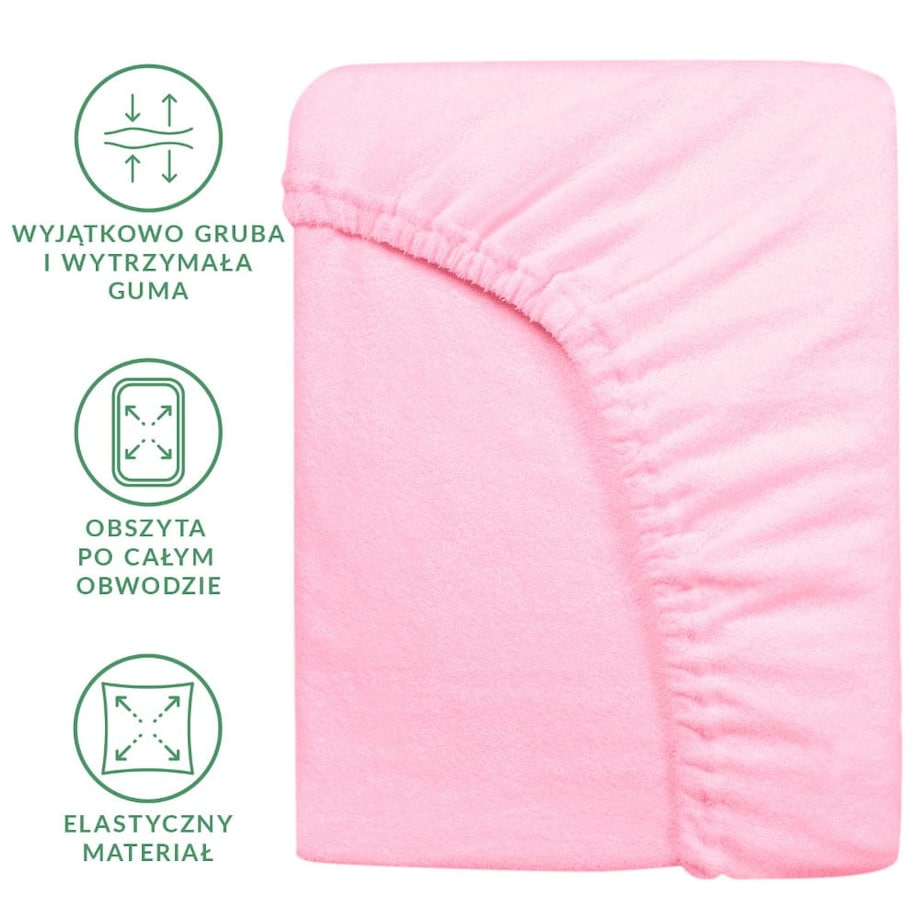 Prześcieradło frotte z gumką 160x200 kolor jasny róż