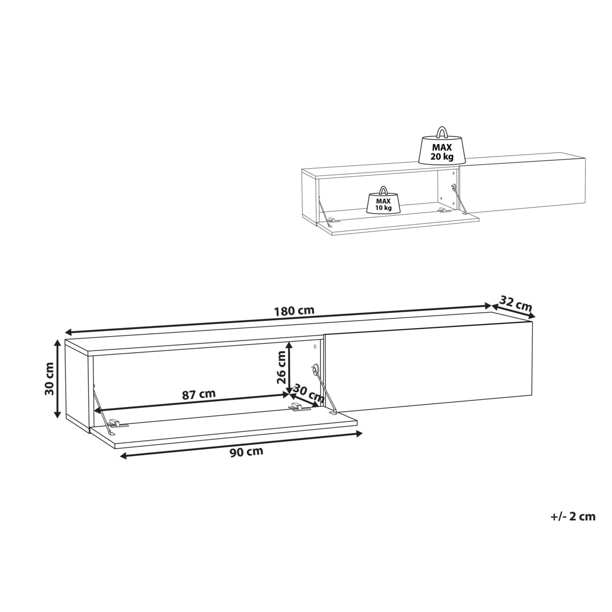 Wisząca szafka RTV GLADSTONE Czarny