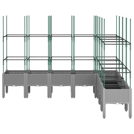 vidaXL Donica ogrodowa z kratką, jasnoszara, 200x160x142,5 cm, PP