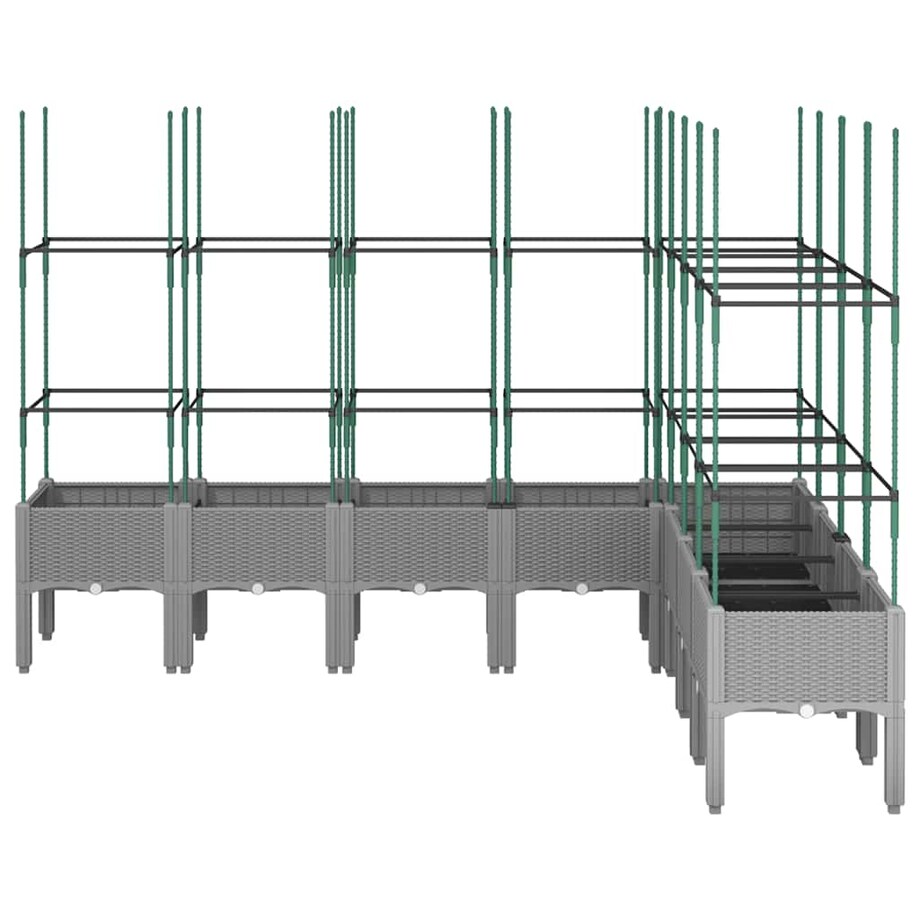 vidaXL Donica ogrodowa z kratką, jasnoszara, 200x160x142,5 cm, PP