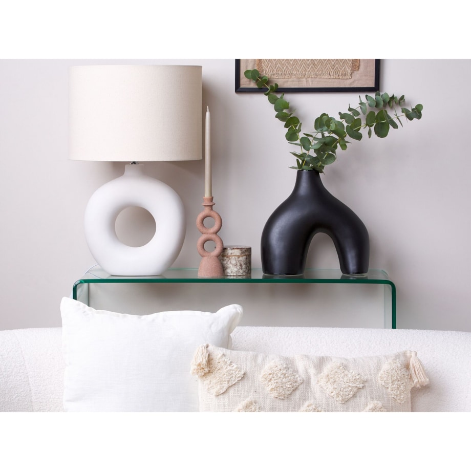 Wazon na kwiaty ceramiczny 30 cm czarny LAMIA