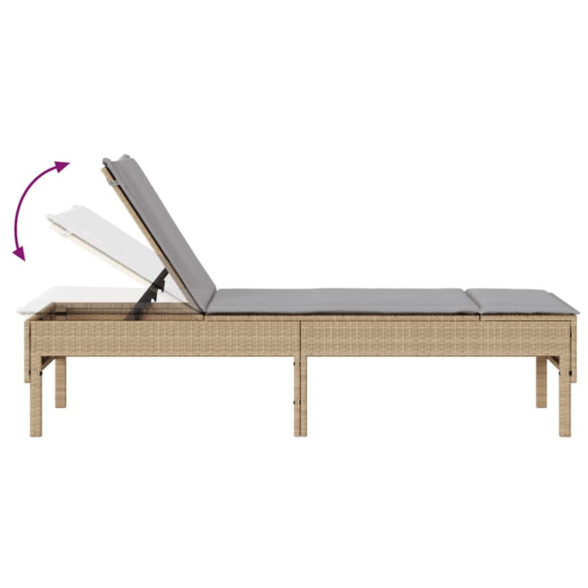 vidaXL Leżak z poduszką beżowy 55x200x44cm polirattan