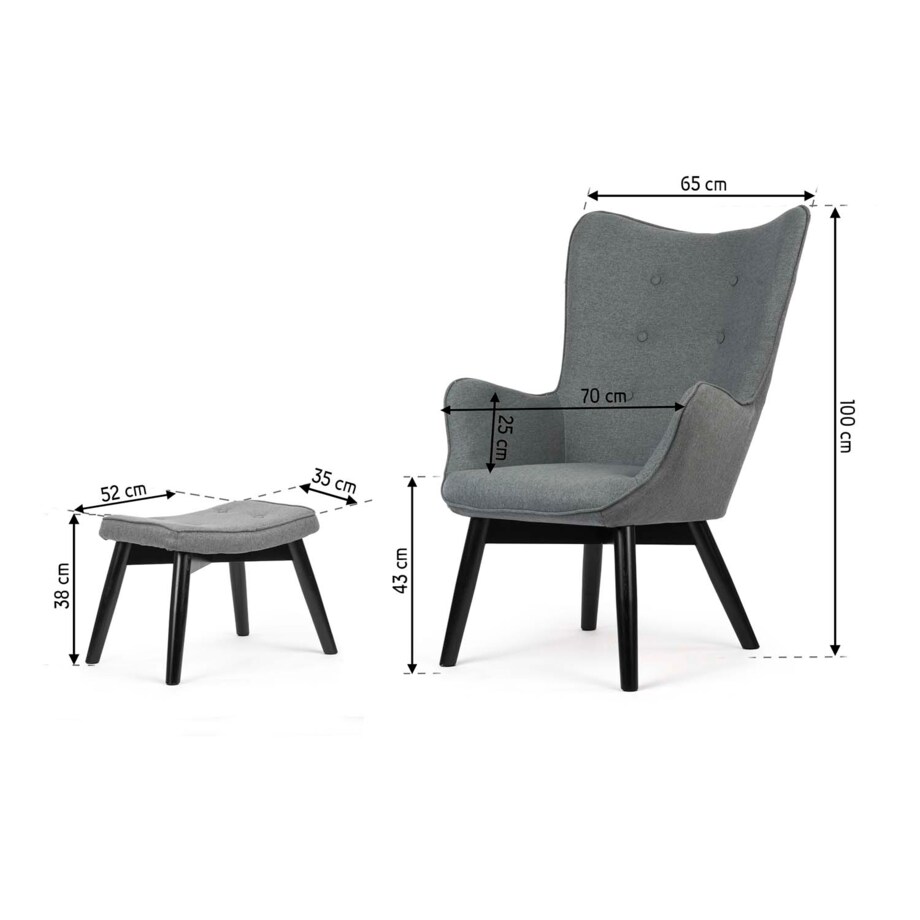 Fotel USZAK z podnóżkiem i poduszką Sofotel szary