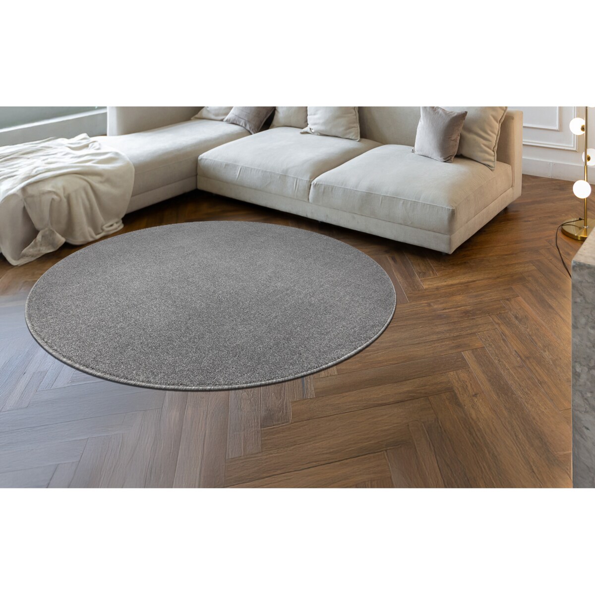 Dywan ETON PLUS koło jasnoszary jednolity, koło 100 cm