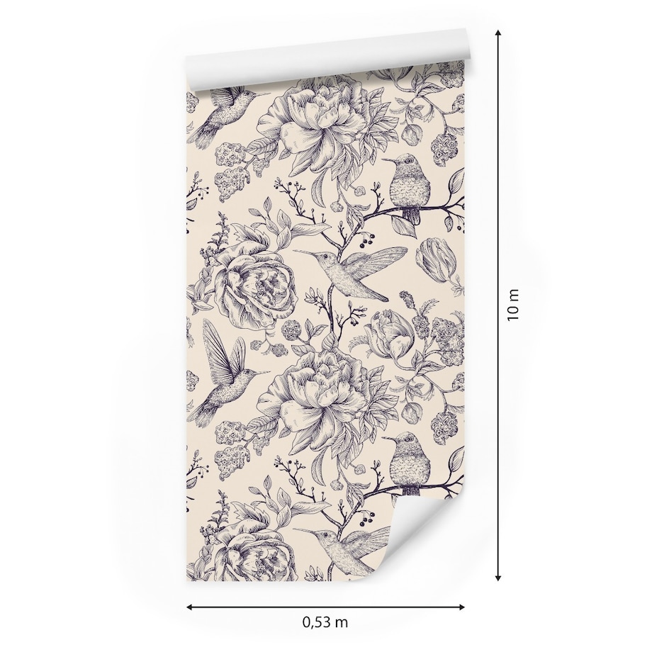 Tapeta do Sypialni Ptaki KOLIBRY Kwiaty