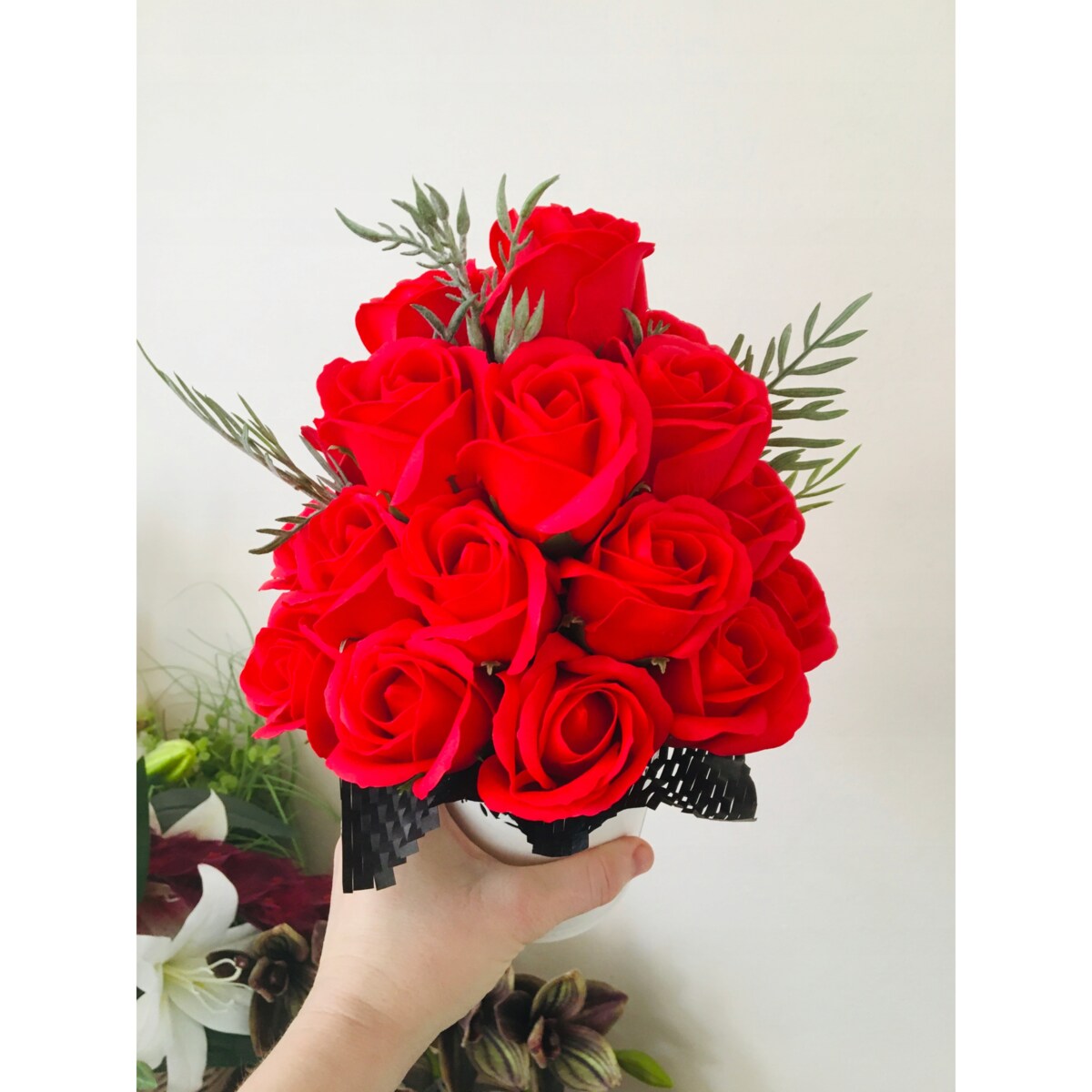 BUKIET KWIATY Z MYDŁA pachną róża czerwona na prezent upominek dla bliskich