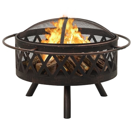 vidaXL Rustykalne palenisko z pogrzebaczem, 76 cm, XXL, stal