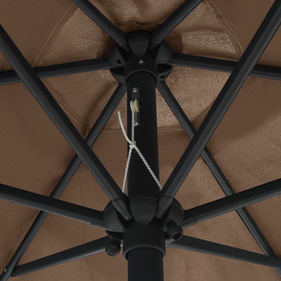 vidaXL Parasol ogrodowy z LED i aluminiowym słupkiem, 270 cm, taupe
