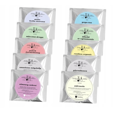 ZESTAW PREZENTOWY MIX 10 RÓŻNYCH ZIMOWYCH HERBAT SYPANYCH LIŚCIASTYCH W SASZETKACH + ZAPARZACZ BAWEŁNIANY - BOX PREMIUM IDEALNY NA PREZENT UPOMINEK