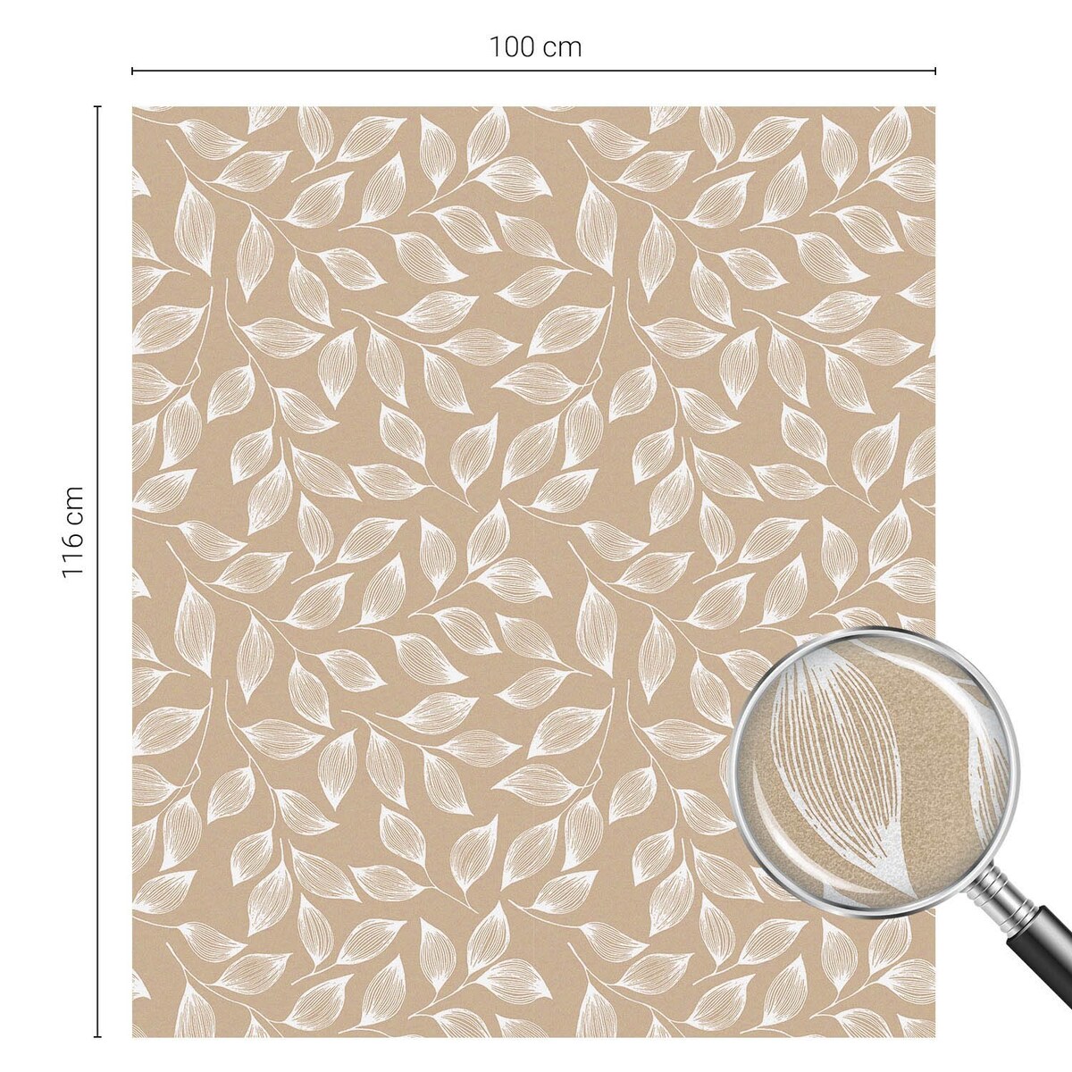 Naklejka na szybę dekoracyjna - Liściasty wzór na neutralnym tle - 100x116 cm