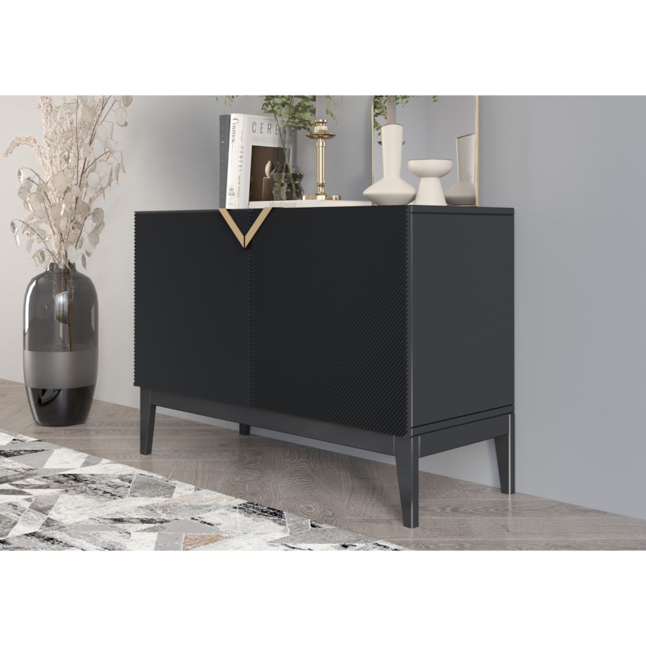 Drewniana komoda Visby DEMI LONG 2D / kolor czarny / szer. 100,5 cm