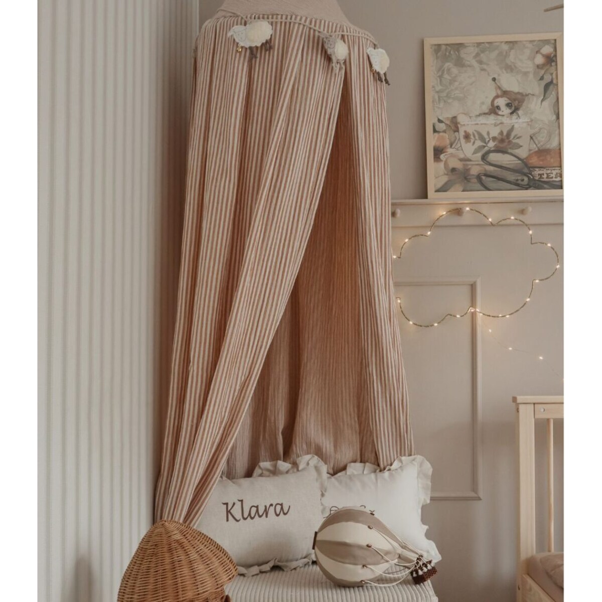 Beige Stripes – baldachim muślinowy