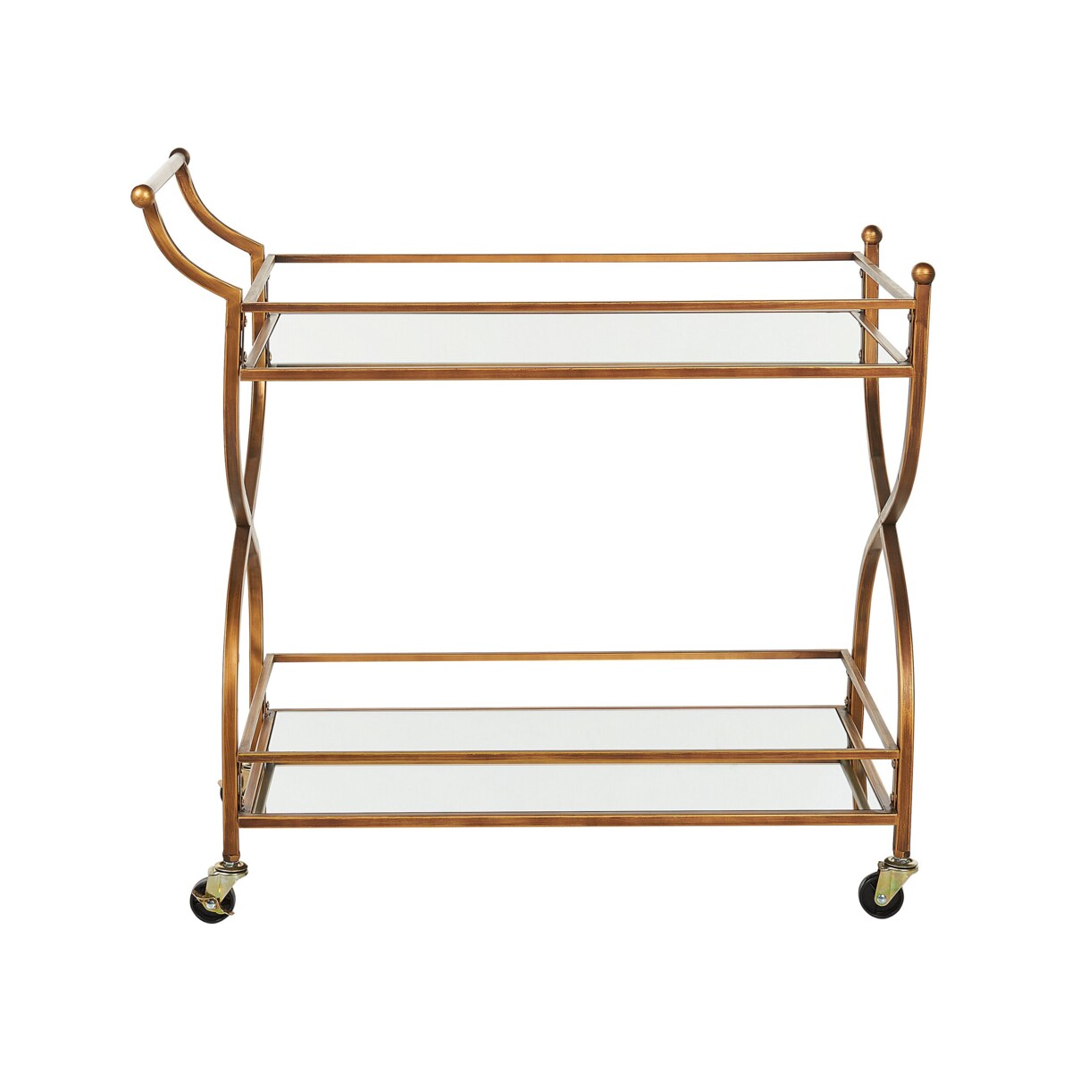 Metalowy wózek kuchenny 2-poziomowy z lustrzanym blatem złoty LARINO