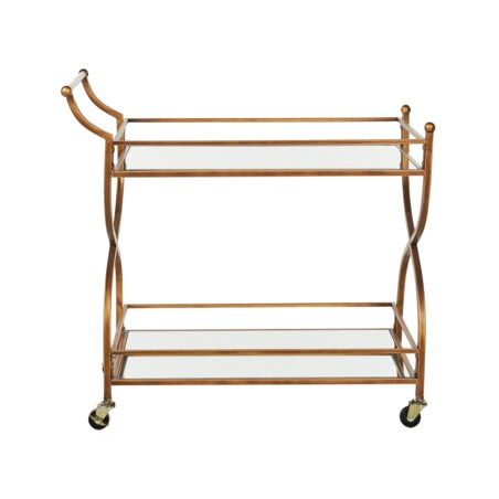 Metalowy wózek kuchenny 2-poziomowy z lustrzanym blatem złoty LARINO