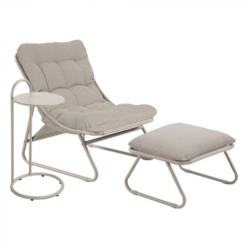 FOTEL OGRODOWY CLOUD Z PODNÓŻKIEM I STOLIKIEM PEPITKA