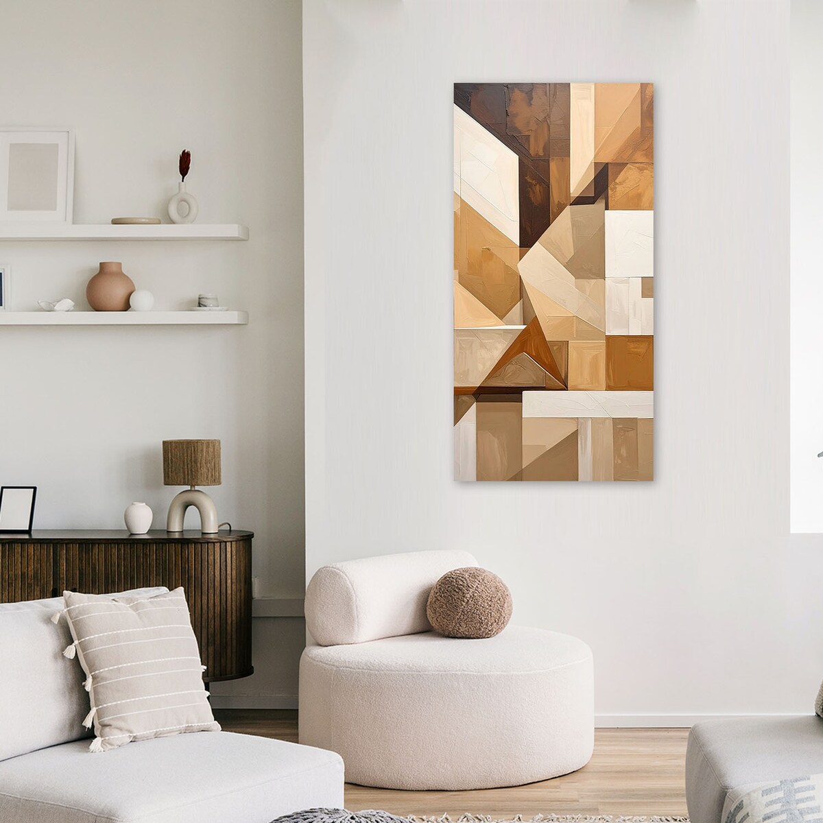 Obraz do salonu sypialni kuchni, Abstrakcyjne linie i kształty beżowy