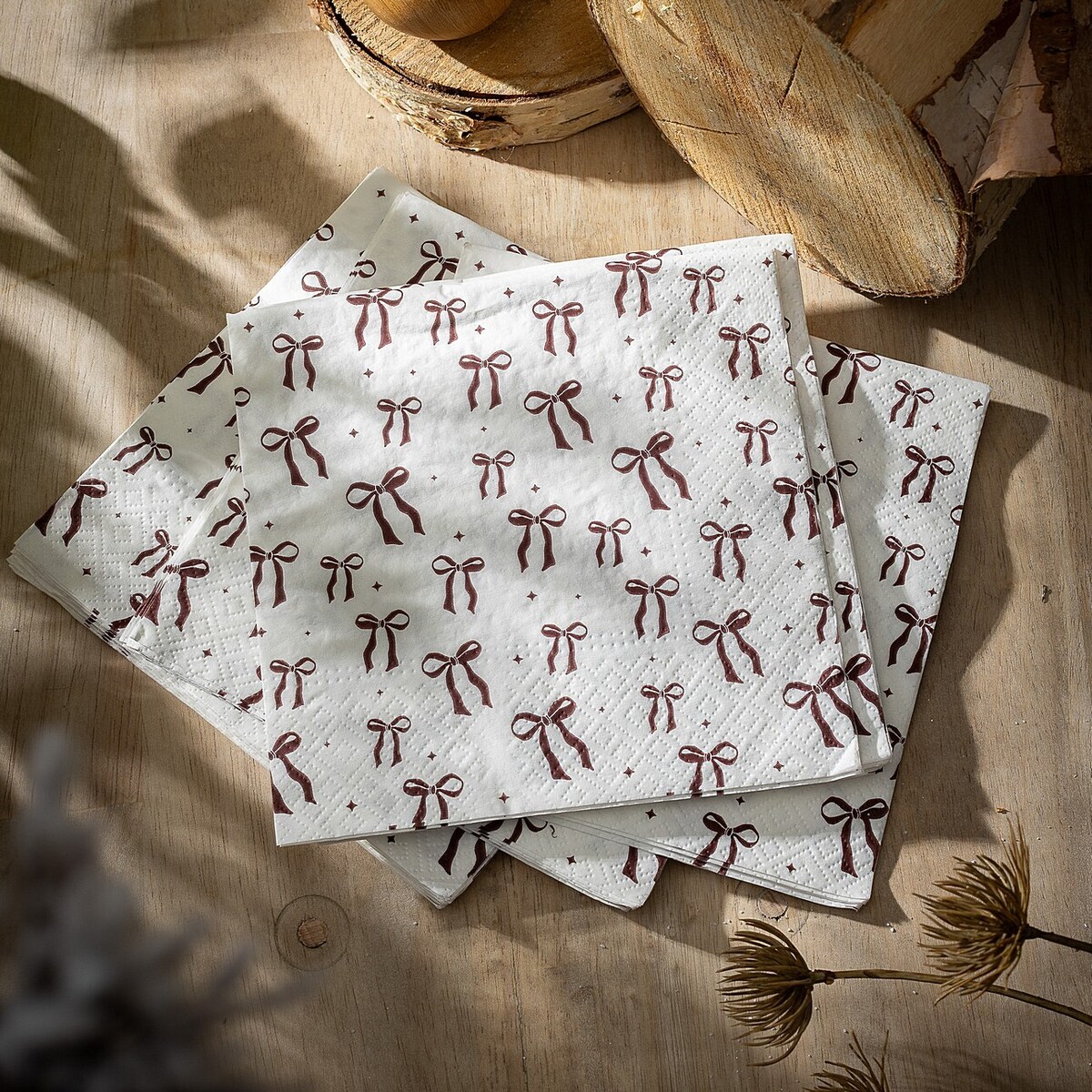 Serwetki świąteczne Ribbon I 20szt. boże narodzenie, święta, świąteczne, biały-czerwony, 16x16x3 cm