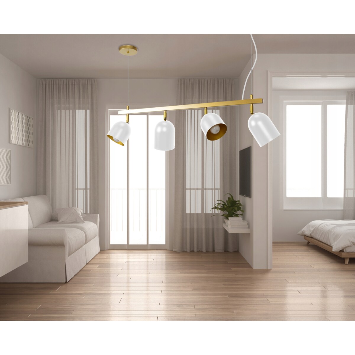 Lampa Sufitowa Wisząca Metalowa Biały White Gold