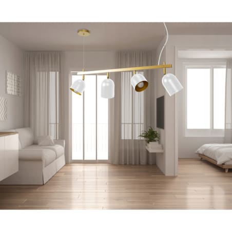 Lampa Sufitowa Wisząca Metalowa Biały White Gold