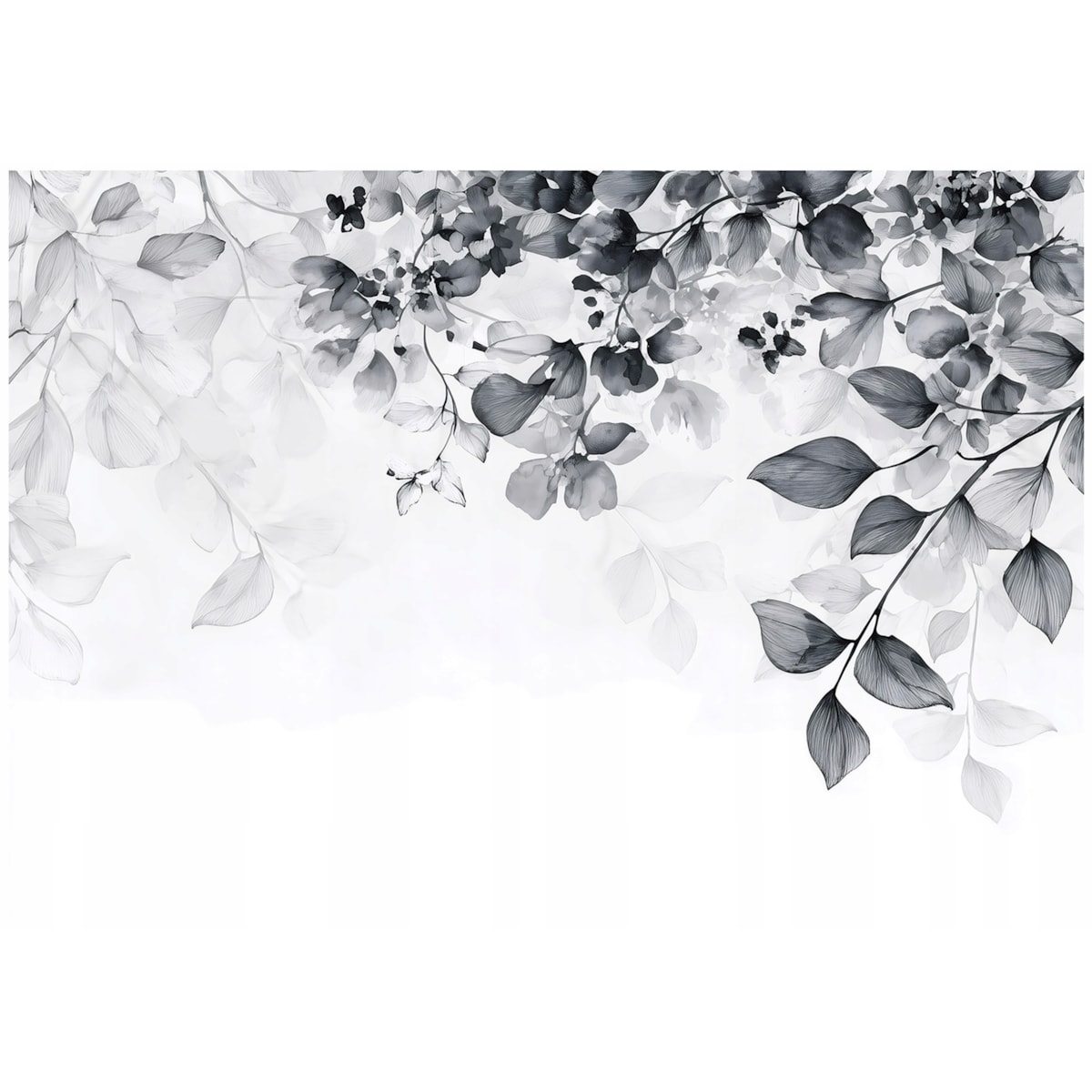 Fototapeta Do Sypialni Salonu Na Flizelinie Liście Abstrakcja Szary 300x210