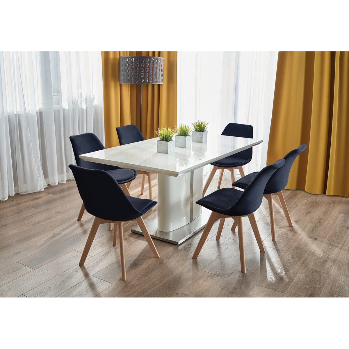 Krzesło tapicerowane welurowe BARI czarne