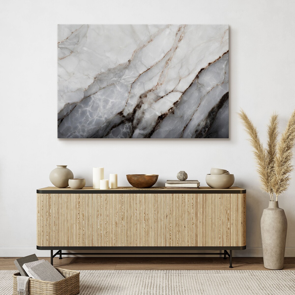 OBRAZ DO SALONU SZARY MARMUR STYL GLAMOUR ABSTRAKCJA KAMIEŃ 40x30cm