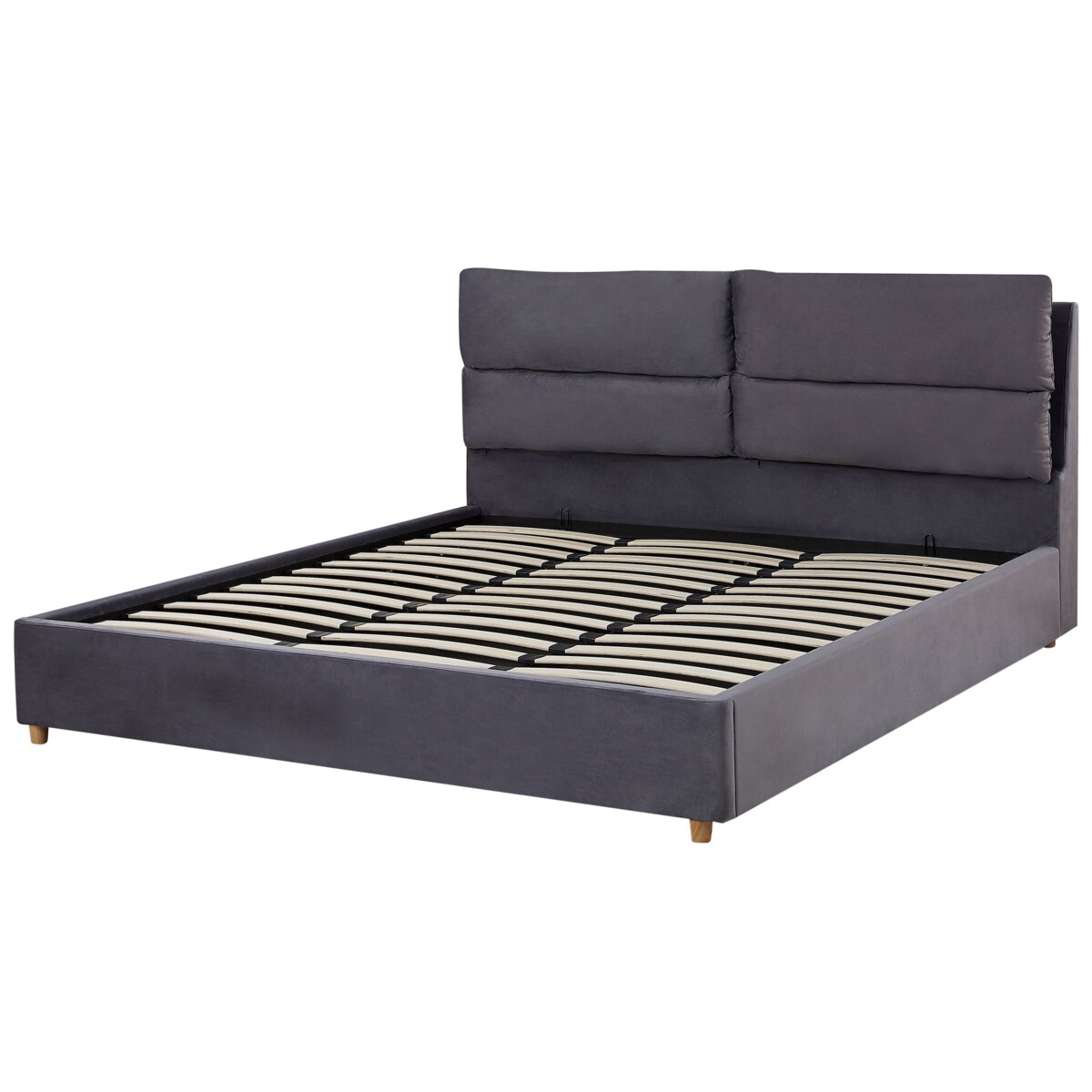 Łóżko z pojemnikiem welurowe 180 x 200 cm szare BATILLY