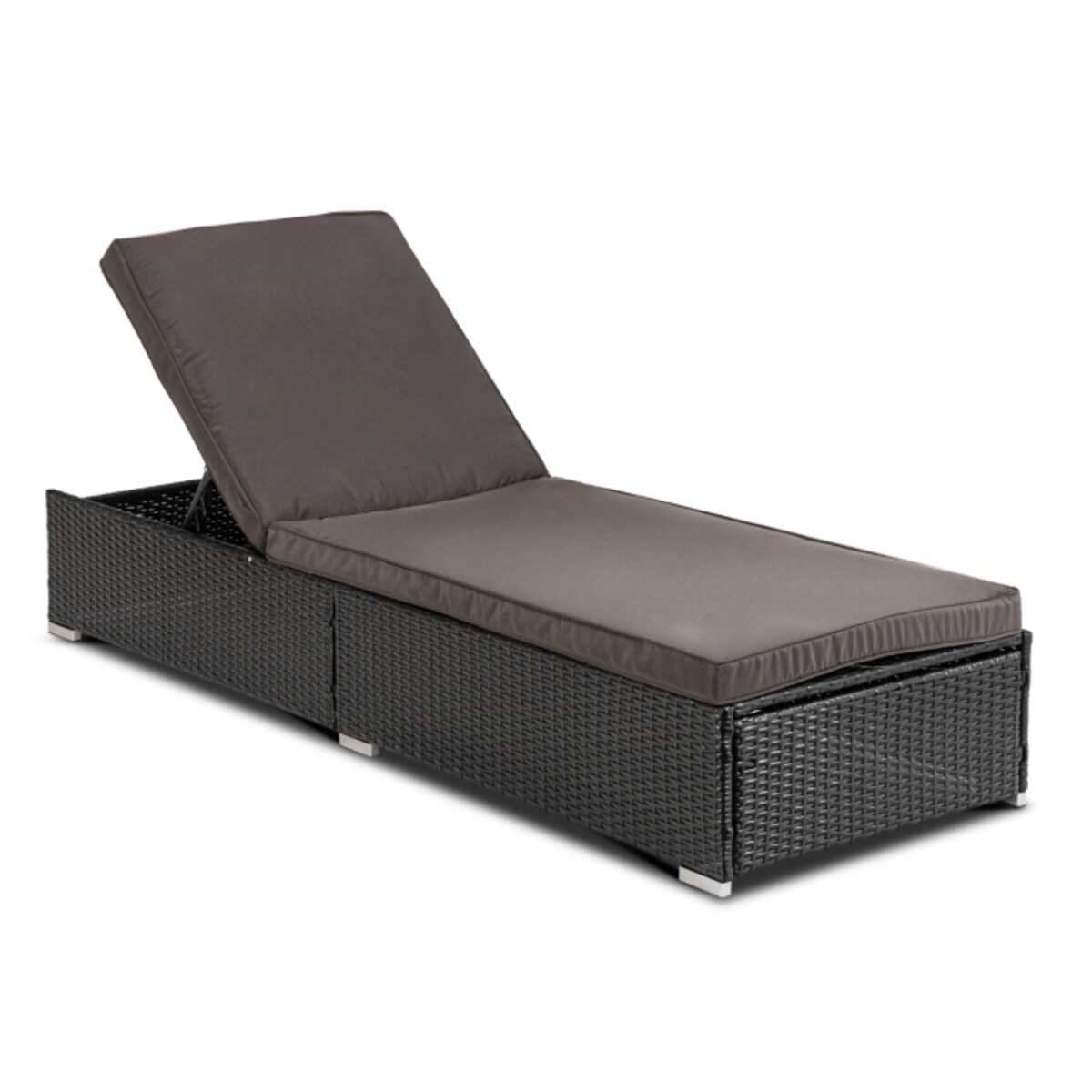 Leżak Ogrodowy Rattanowy Turystyczny Rozkładany Leżanka Czarny Brąz LARGO