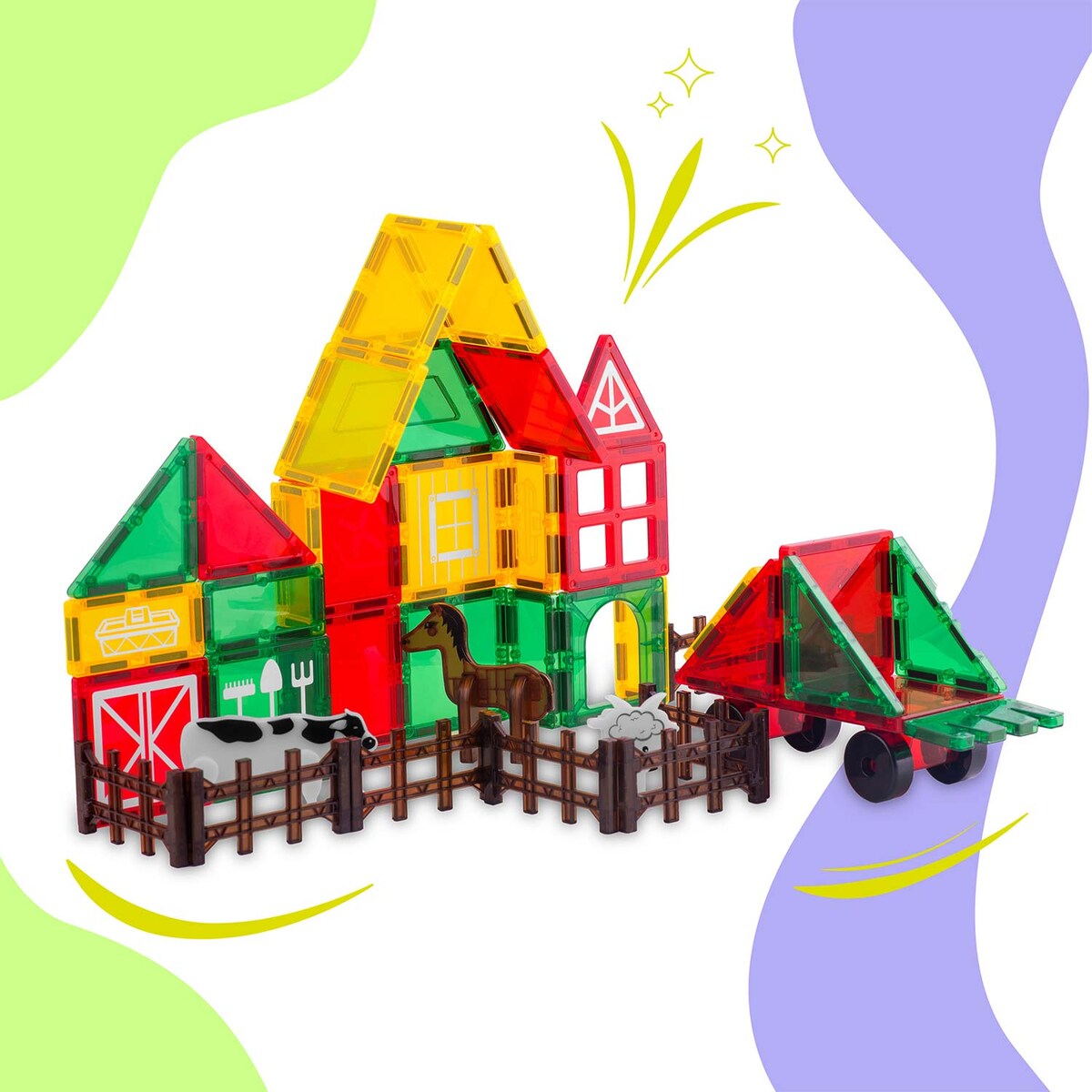 Klocki magnetyczne konstrukcyjne Ricokids RK-781 zestaw 76 el. Farma 778100