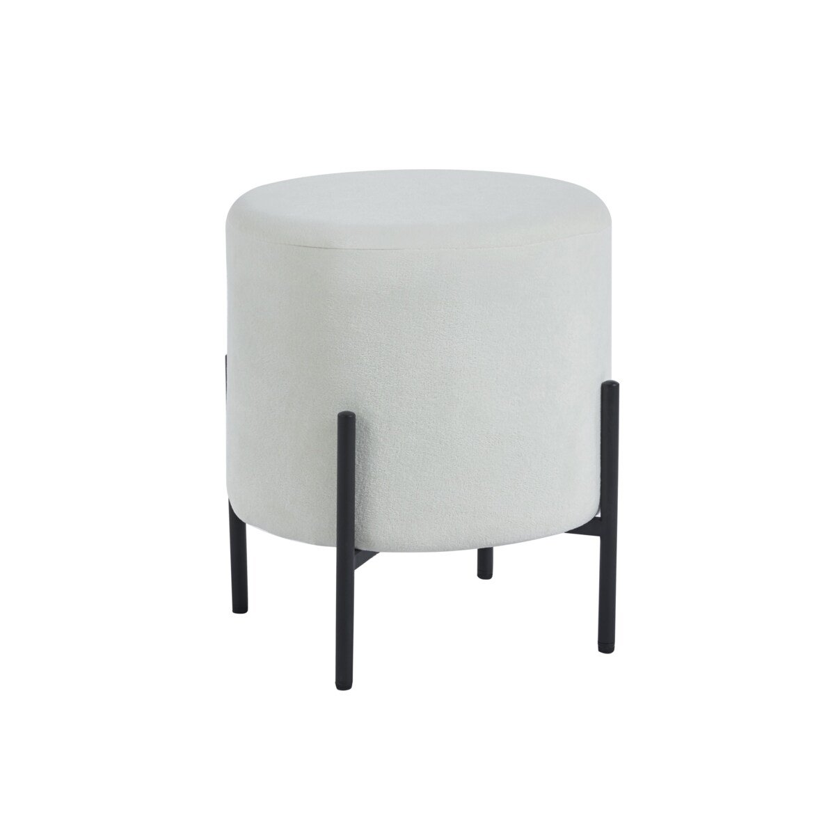 Pufa tapicerowana TEDDY tkanina boucle jasny beż ecru