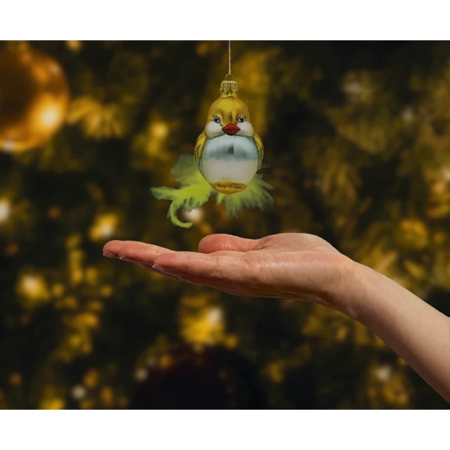 Bombka choinkowa: Gołębica z piórkami: żółta