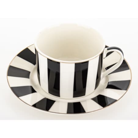 Filiżanka 220 ml i spodeczek, w czarne pionowe paski, w pudełku, LARGO