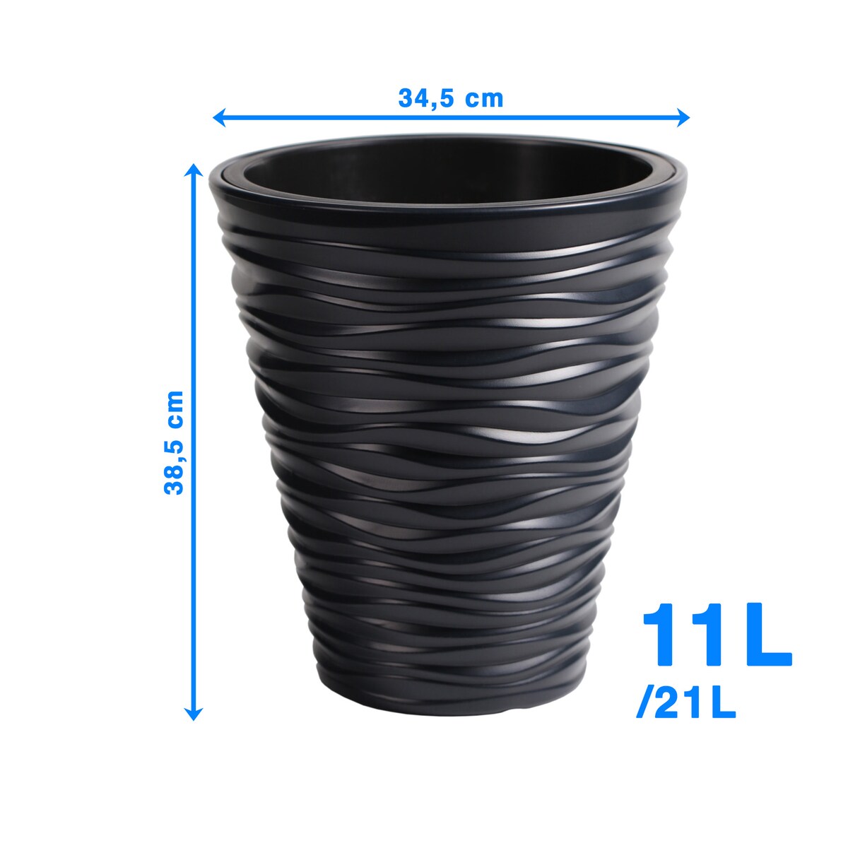 Doniczka Donica Ogrodowa 34,5 Cm Sand Okrągła Na Taras Do Ogrodu Domu Antracytowa