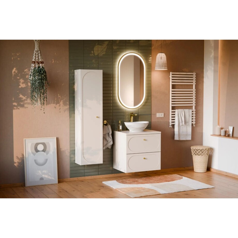 Szafka pod umywalkę nablatową DONNA SAND 2S 60cm beż piaskowy z blatem